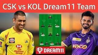 CSK vs KOL Dream11 Team | CSK vs KKR Dream11 IPL Team | Chennai vs Kolkata Dream11 Crore GL Team