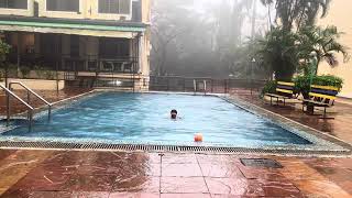 Alone in swimming pool