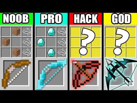 Minecraft Battle: NOOB vs PRO vs HACKER vs GOD : SUPER BOW CRAFTING in Minecraft / Animation