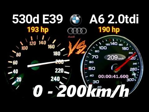 2001 Bmw 530d E39 193HP vs Audi a6 2.0tdi 190hp - Acceleration Sound 0 -200 100-200 km/h