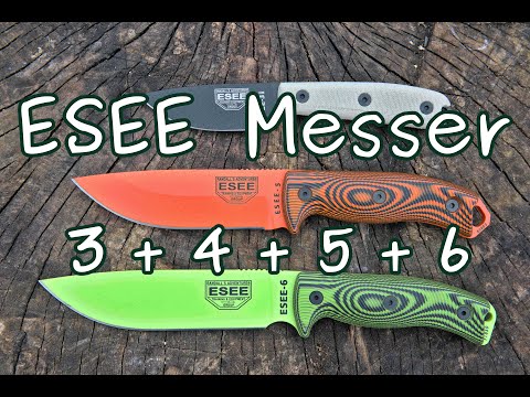 Review & ehrlicher Messer-Vergleich: ESEE 1095 Knives 3 + 4 + 5 + 6  Alle Griffe 3D G10 + HM Micarta