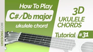Ukulele chords - C# ( Db ) | 3D ukulele chords tutorial # 31