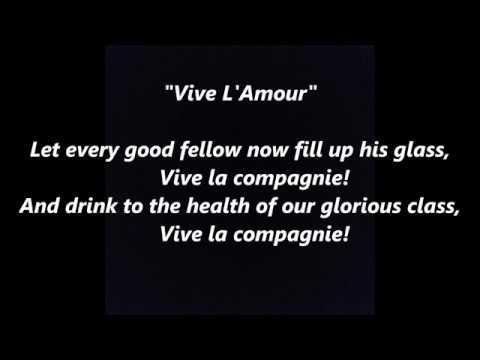 Vive L'Amour Viva la Compagnie French college Lyrics Word text Sing Along Song Let every good fellow