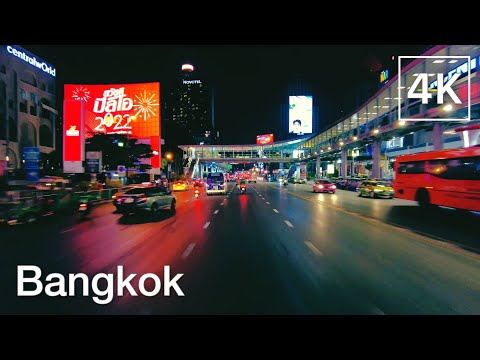 [4K] Bangkok Night Drive - Ratchadamri to Sukhumvit Road - March 2022 | Motorcycle Tour