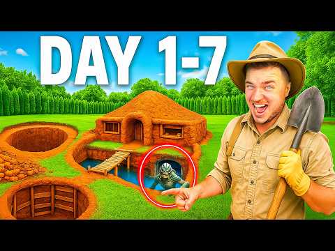 7 DAYS Building a GIANT MUD FORT… Full SURVIVAL Pond MONSTER MOVIE!
