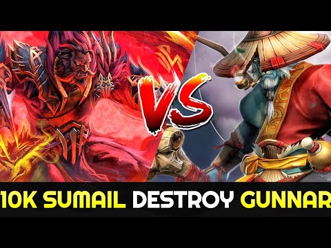 SUMAIL Lycan Mid 100% Destroy GUNNAR Phantom Lancer - Skull Basher Build 7.25 Dota 2