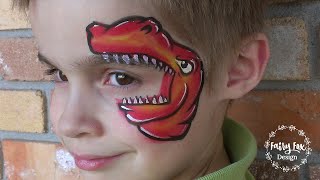 One-stroke T Rex Face Painting Tutorial