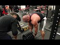 Back giant set rotation with Mark Coles, during Milos Sarcev training camp in his M10 Gym Nottingham