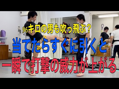 キックとパンチは押す方が効くのか？それとも当てたら引いた方が効くのかを検証
