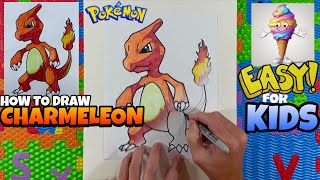 How to Draw Charmeleon | POKÉMON | Easy Art Lesson for Kids & Beginners