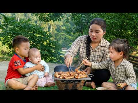 Membuat Pesta Daging Bakar untuk Nhi dan Khôi — Melihat Senyum Bahagia Mereka Membuat Hatiku Terharu