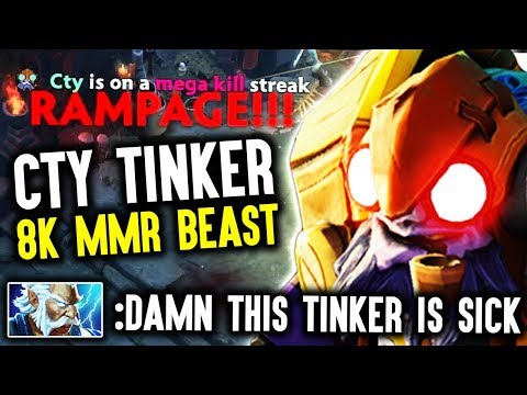 When 8kMMr Beast Picks Tinker - Cty(6 Minute God) Crazy Rampage!! Dota 2