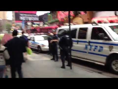 NYPD HERCULES TEAM ON PATROL ON WEST 42ND STREET IN TIMES SQUARE AREA OF MANHATTAN IN NEW YORK CITY.