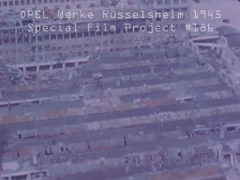 Rüsselsheim OPEL Werk 1945 nach den Fliegerbomben [Luftaufnahmen in Farbe im Tiefflug]