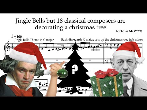 Jingle Bells but 18 classical composers are decorating a christmas tree