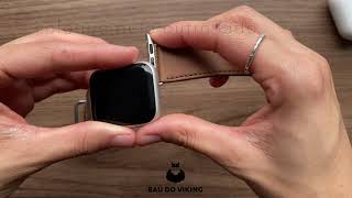Vídeo de Pulseira Couro Fecho Clássico Rosa Compatível com Apple Watch