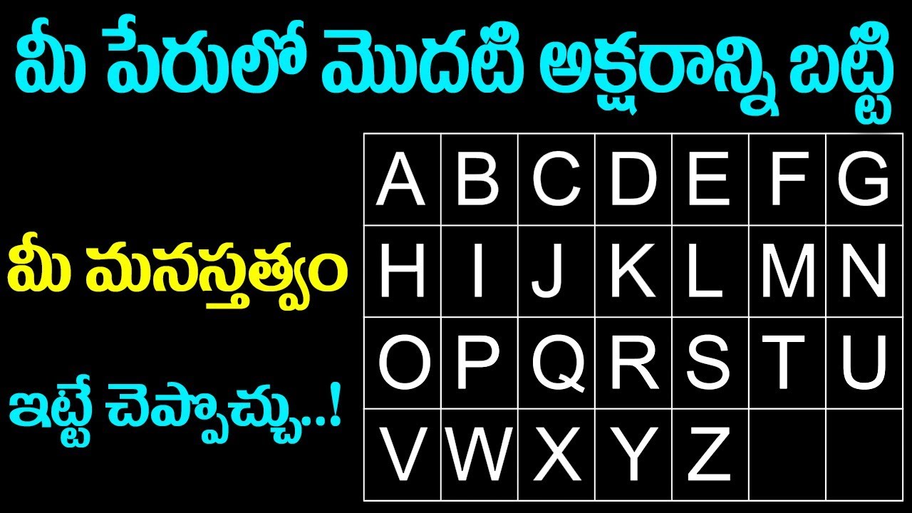 మీ పేరులో మొదటి అక్షరం బట్టి మీ మనస్తత్వం తెలుసుకోండి..! Your Name's FIRST Letter Facts
