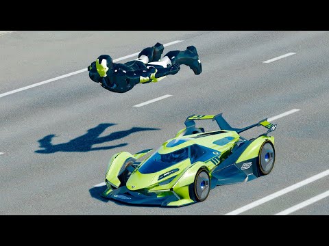 Lamborghini V12 Vision GT vs Black Iron Man Mark 46 - Drag Race 20 KM