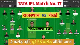 RR vs CSK dream11 team | CSK vs RR | Rajasthan royals vs Chennai super kings match prediction Today