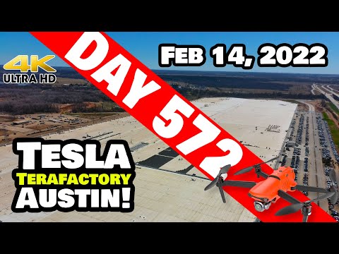 MORE ROOFWORK AT GIGA TEXAS! - Tesla Gigafactory Austin 4K  Day 572 - 2/14/22 - Tesla Terafactory