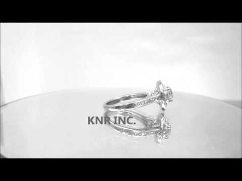 18K WHITE GOLD ROUND CUT DIAMOND ENGAGEMENT RING PRONG SET HALO 1.49CTW - KNR INC - 296