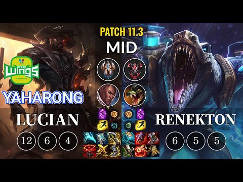 JAG Yaharong Lucian vs Renekton Mid - KR Patch 11.3