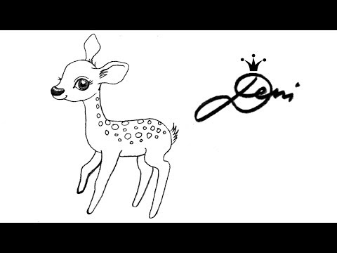 Reh 🦌 Rehkitz zeichnen lernen für Kinder 🦌 how to draw a fawn (cute baby deer) сърничка