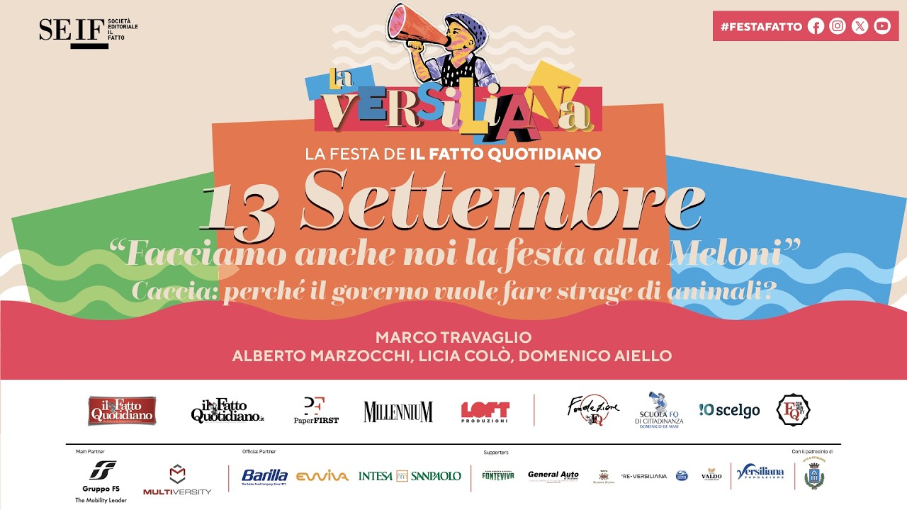 Festa del Fatto: il video-editoriale di Marco Travaglio, poi il panel sulla caccia con Licia Colò