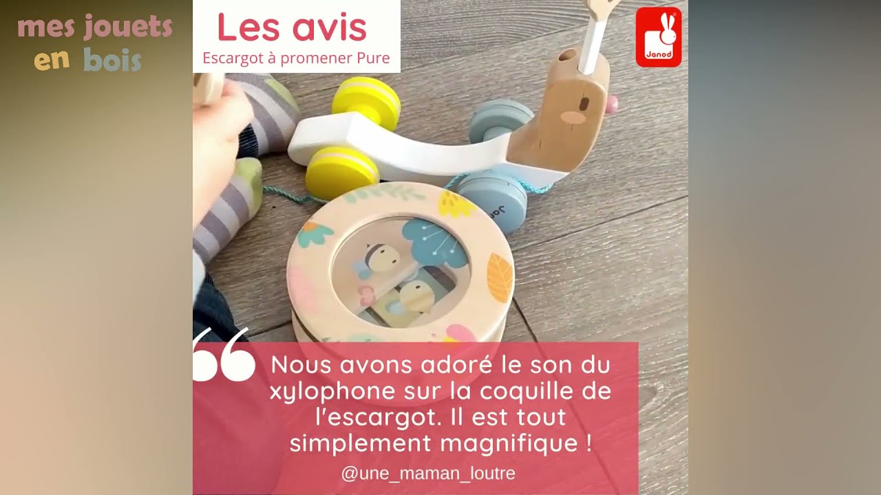Jouet à tirer en bois pour bébé - Escargot à promener Pure