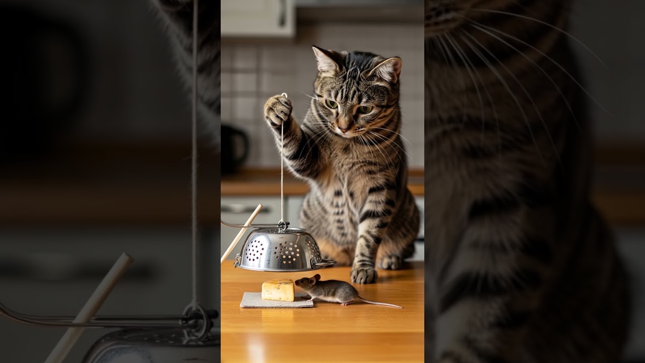 Shocking! 😱😱The cat sets a trap and waits in silence やばすぎ！😱😱猫は罠を仕掛けて静かに待っている #shorts #tabbycat #trap