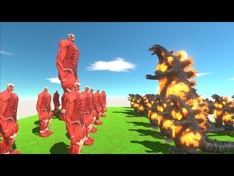 Epic Battle! Burning Godzilla vs Colossal Titan 🔥 | Animal Revolt Battle Simulator