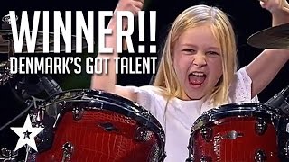 Video thumbnail of "10 Year Old Drummer Johanne Astrid - Winner Of Denmark's Got Talent 2017 Compilation"