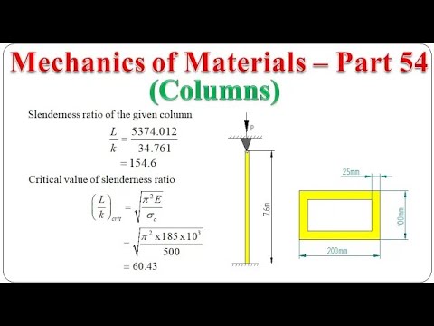 Mechanics of Materials - Part 54 (Columns)|Strength of Materials | BME301