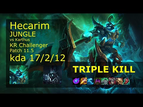 Hecarim vs Karthus Jungle - KR Challenger 17/2/12 Patch 11.5 Gameplay // [롤] 헤카림 vs 카서스 정글