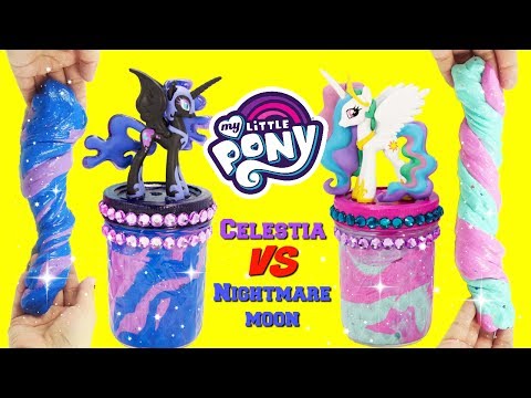 D.I.Y. MY LITTLE PONY Princess Celestia VS Nightmare Moon Slime Challenge