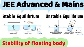 44) Buoyancy and Stability of floating bodies |  Fluid Statics | JEE Adv