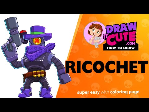 How to draw Ricochet | Brawl Stars super easy drawing tutorial with a coloring page.