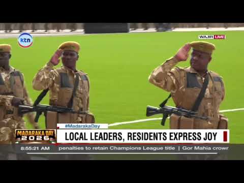 Full military parade at the 63rd Madaraka Day celebrations in Wajir Stadium