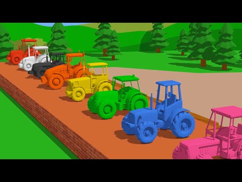 Wooden Elevator and Tractor Jumps straight to the Paint tank - Colorful Vehicles
