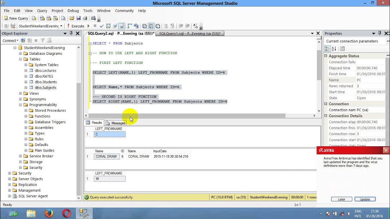 how to get substring by use right left function in sql server