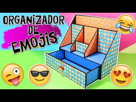 Organizador de escritorio de cartón decorado con Emojis