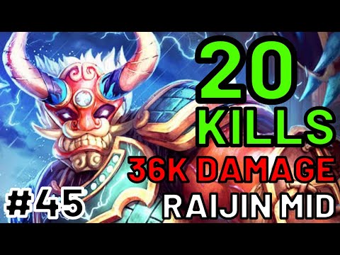 20 KILLS 36K DAMAGE Raijin Mid Gameplay - Smite Conquest Victory #45