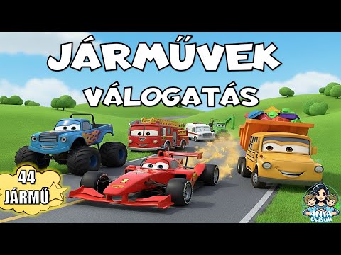 Járművek válogatás - 44 JÁRMŰ - 23 PERC - Városi járművek, Munkagépek, Sportjárművek #traktor