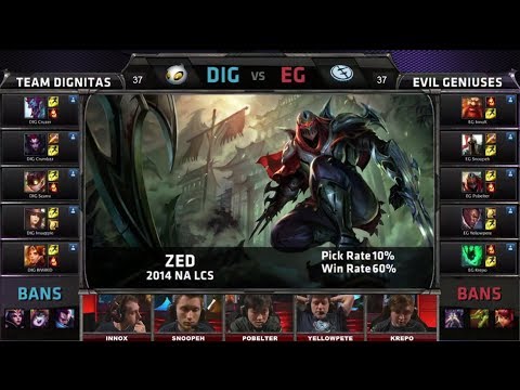 Dignitas vs Evil Geniuses | 2014 NA LCS Spring split S4 W6D1 G1 | DIG vs EG Week 6 Day 1 full game