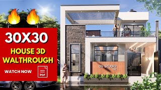 30x30 House plans 3D | 2bhk | SINGLE FLOOR HOUSE | 9x9 Meters || DV Studio