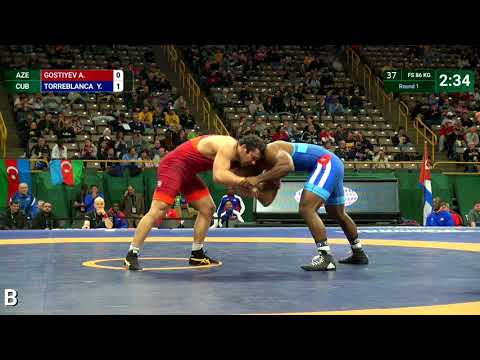 Round 1 FS - 86 kg: A. GOSTIYEV (AZE) v. Y. TORREBLANCA  (CUB)