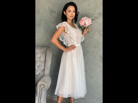 Rochie cununie civila midi din tul Video