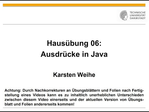 Übungsblatt 06 Ausdrücke in Java