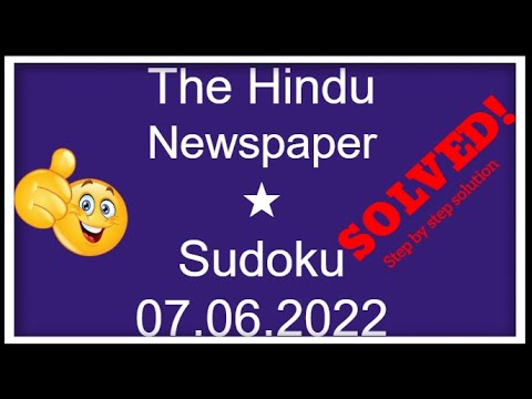 🔊How to Solve The Hindu Sudoku 1 Star | Step by Step Solution | 07.06.2022|  Level ★