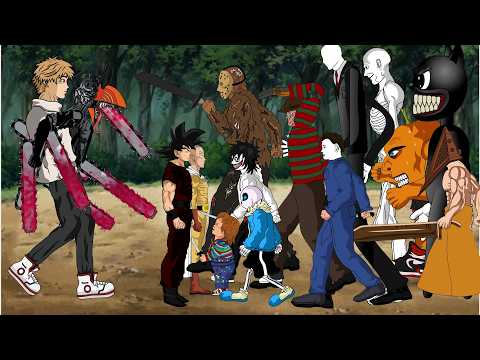 Chainsaw Man VS Pennywise,Jason,Leatherface,Chucky,Michael,Freddy,Scp 096,CartoonCat,SLENDERMAN,Jeff